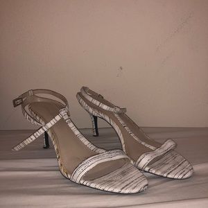 Calvin Klein T-Strap black and white heels